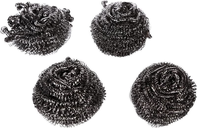 5Five staalsponsjes - zilversponsjes - zilver - 4x stuks - 6 cm - RVS - Pannensponsjes - Schoonmaaksponsjes - Schoonmaken