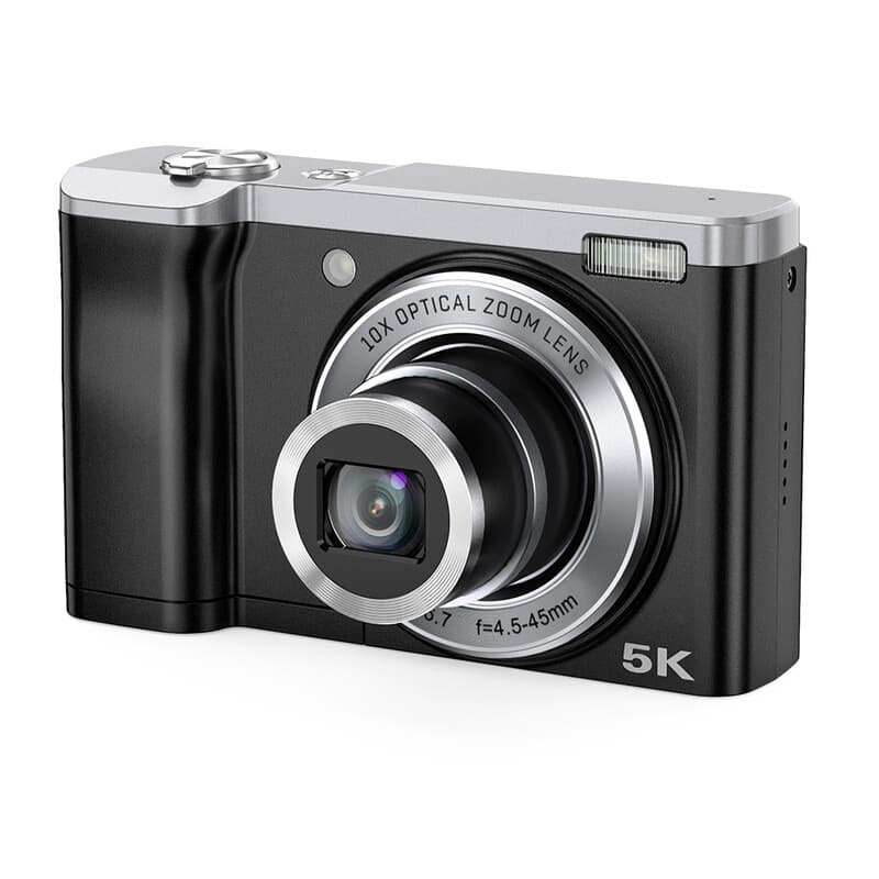 Songdian 5K-digitale camera 56MP – Voor fotografie, 10x optische zoom, met voor- en achtercamera, voor leerlingen, tieners en beginners – Zwart
