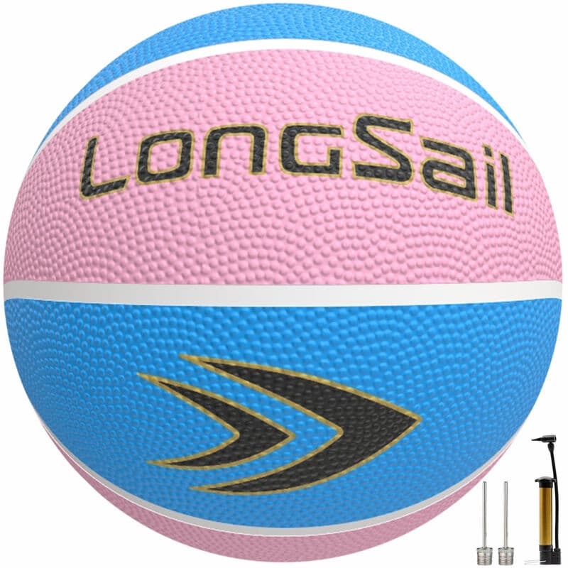 Rubberen basketbal van hoge kwaliteit (22") maat 3# roze/lichtblauw