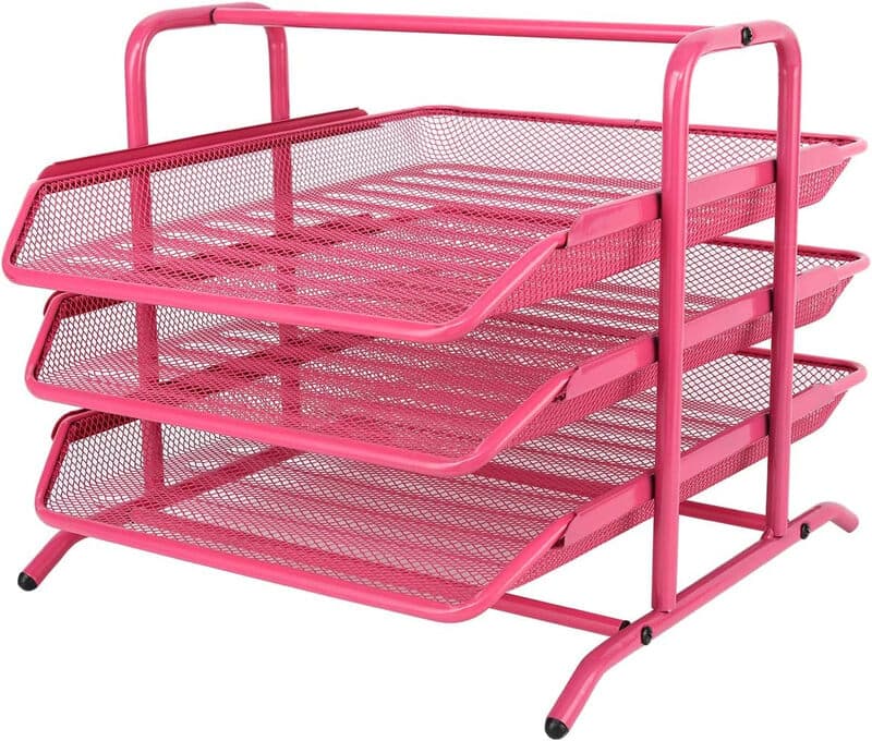 Senhoglb 3-laagse A4 mesh-intray, roze, Nieuwjaarsverkoop, top cadeaukeuzes