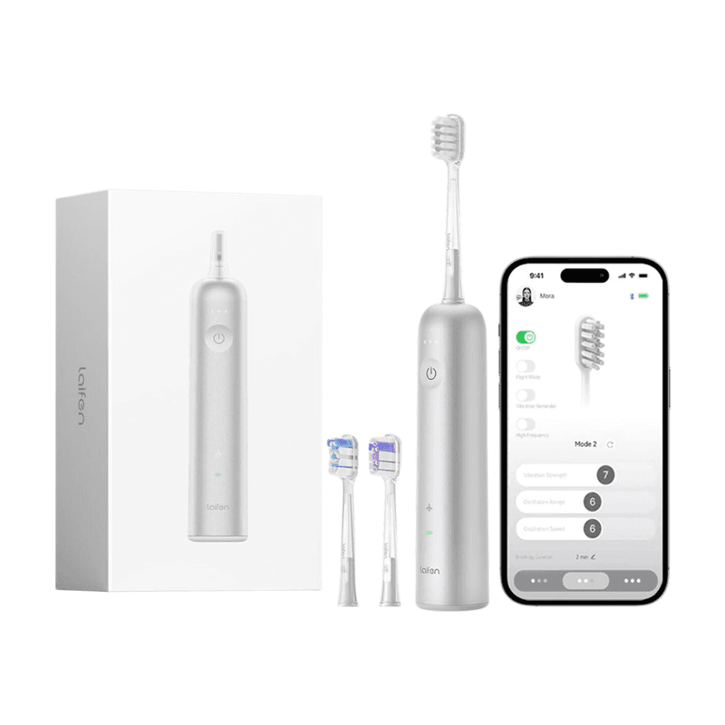 Laifen Wave Electric Toothbrush, Oscillation&Vibration Electric Sonic Toothbrush for Adults with 3 Brush Heads, IPX7 Waterproof Magnetic Rechargeable Travel Toothbrush (Aluminium)