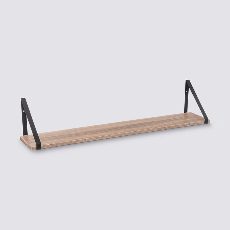 5five Wandplank Eenheid - Natuurlijk Hout&Zwart IJzer, 78 x 15 x 16 cm