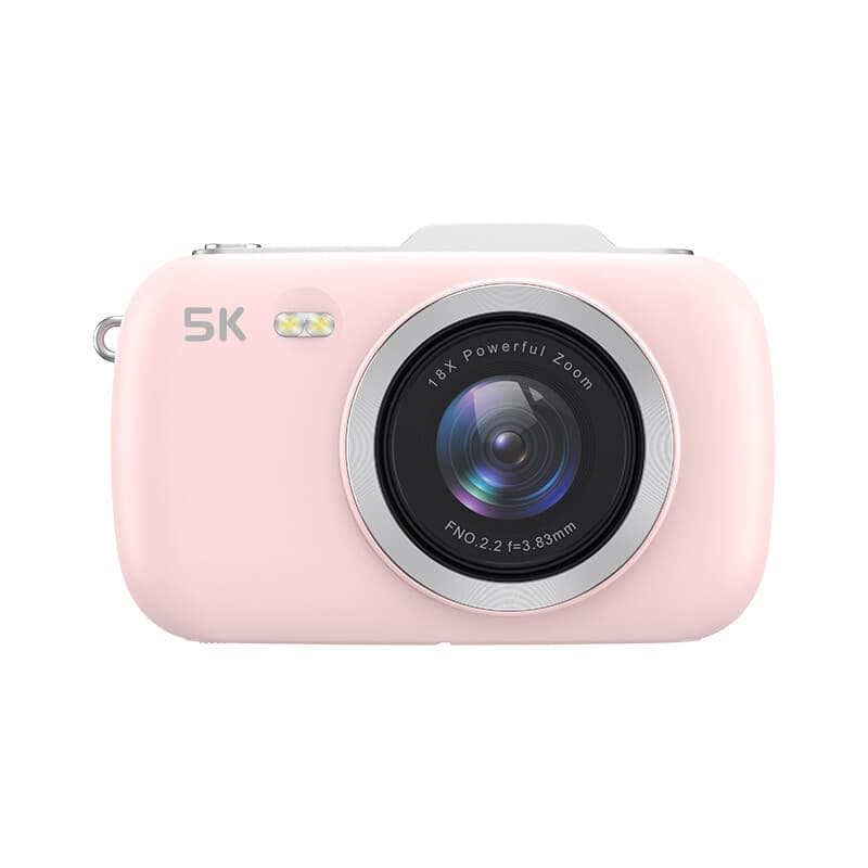Komeri G7 5K digitale camera, zonder SD-kaart, camera's voor fotografie, 80 MP UHD draagbare vlogcamera, goedkoope 18x zoom travel point-and-shoot camera, fotografiecamera's voor beginners en tieners - roze