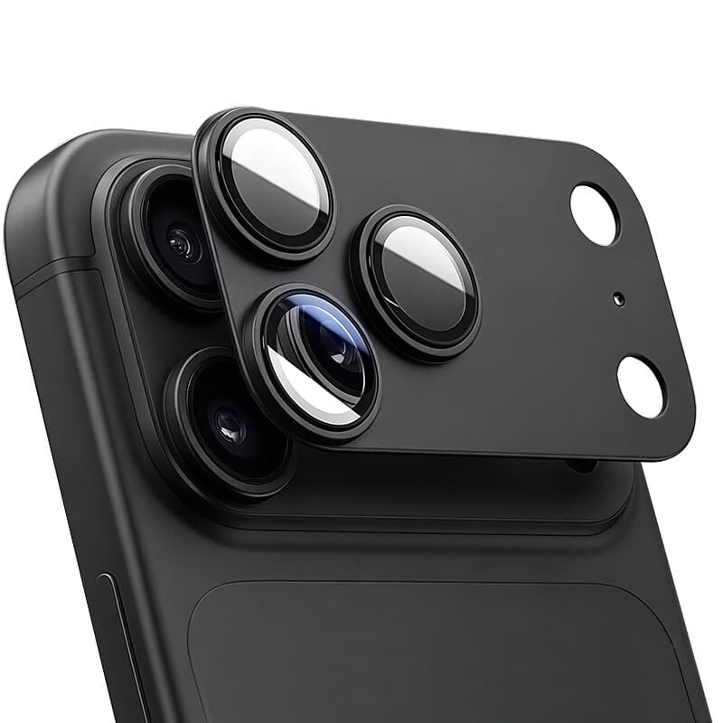 IM-CHEN iPhone 18Pro Cameralensbeschermer, Hoogdoorlatend Gelegering, Valbestendig, Zwart, 1 Stuk
