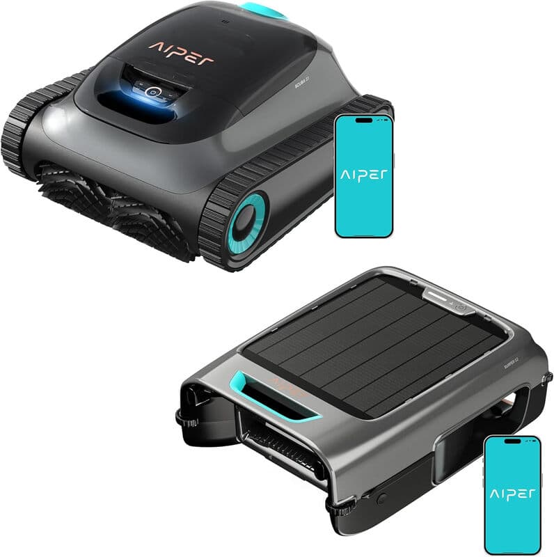 Aiper (Nieuwe collectie) Scuba S1 + EcoSurfer S2 – Draadloze robotzwembadreiniger & robot-skimmer op zonne-energie | 24/7 reiniging van bodem, wanden, waterlijn & oppervlak, dubbele filtratie, app-bediening