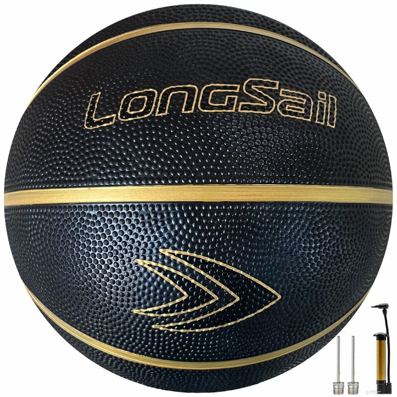 Hoogwaardige rubberen basketbal (27,5") maat 5# zwart/goud
