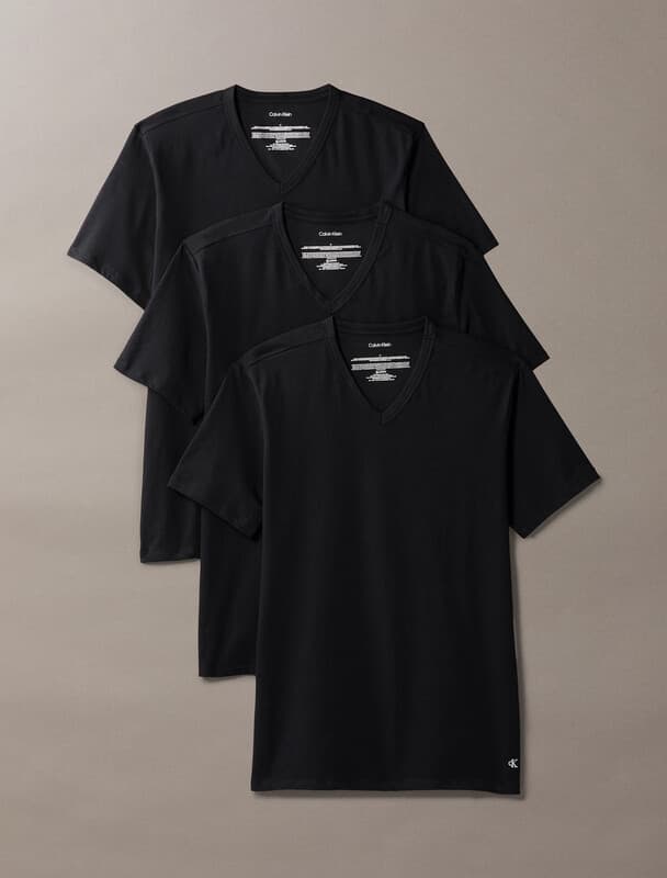 Calvin Klein korte mouw V-hals 3-pak UB1, zwart, heren, 3XL