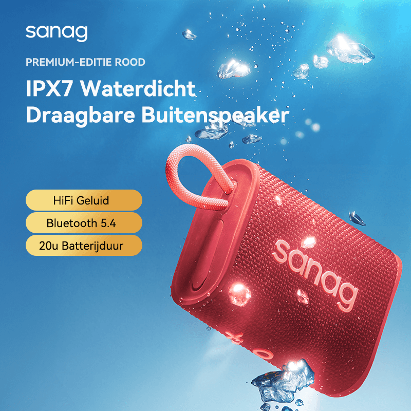 Sanag M13SIIProMax Fabric Strong Bass RGB IPX7 Waterproof Portable Bluetooth Wireless Speaker Weaving Fabric HIFI Outdoor Speaker S-M13SIIProMax-PT-Speaker-Red