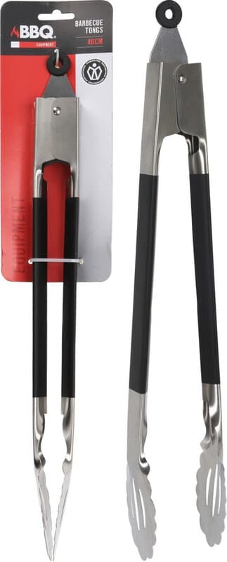 BBQ Collection BBQ-tangen van roestvrij staal - 46 cm, zilver en zwart