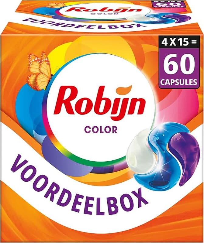 Robijn Classics Colour 3-in-1 wascapsules - 4 x 15 wasbeurten - Voordeelverpakking 60 capsules