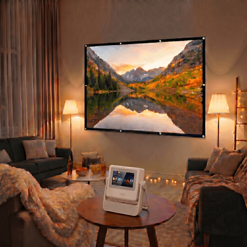 Big Screen Entertainment Bundel-XBJ Witte Buitenprojector met Touch Tablet A5 Pro+100 inch Projectiescherm