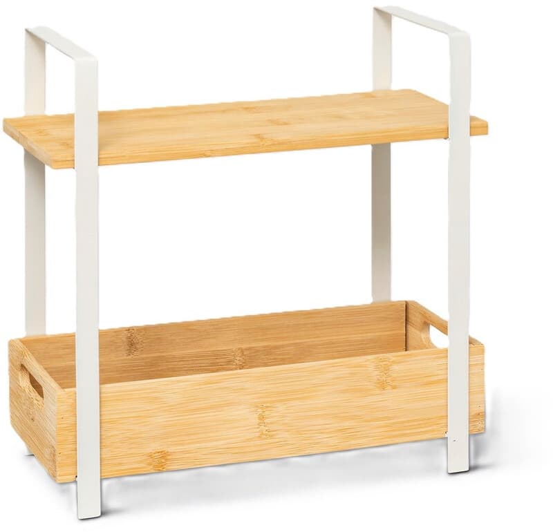 5five Ordera Plankeenheid met 2 Bamboe Dienbladen - 30 x 14 x 30 cm, klei