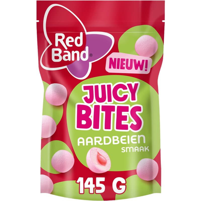 Red Band Juicy Bites Aardbei Smaak - 145 g