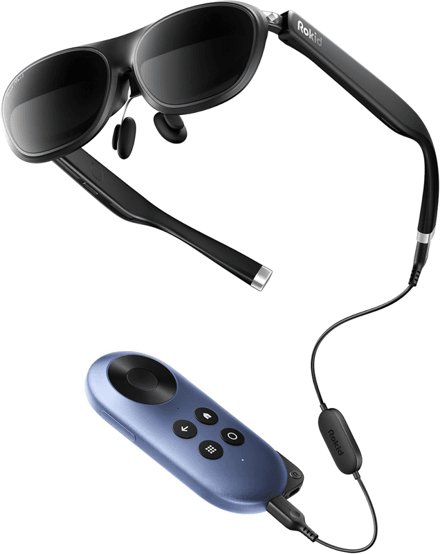 Rokid Joy 2, Max 2 AR-bril Zwart met Station, 215 inch draagbaar scherm, 50° beeldhoek en 1000 nits helderheid, Gameconsoles en computers, compatibel met Android