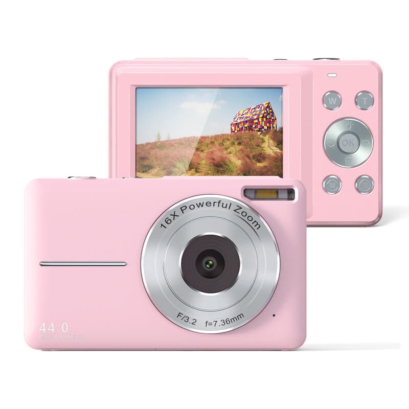 songdian compacte camera 4K 44 MP voor fotografie en video, 16x zoom - roze