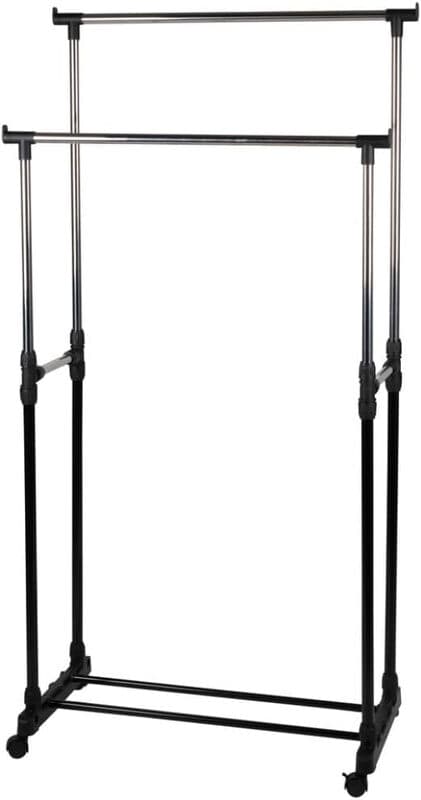 Alpina Mobiele Kledingrek - Verstelbare Hoogte 93-158 cm, Zwart en Staal