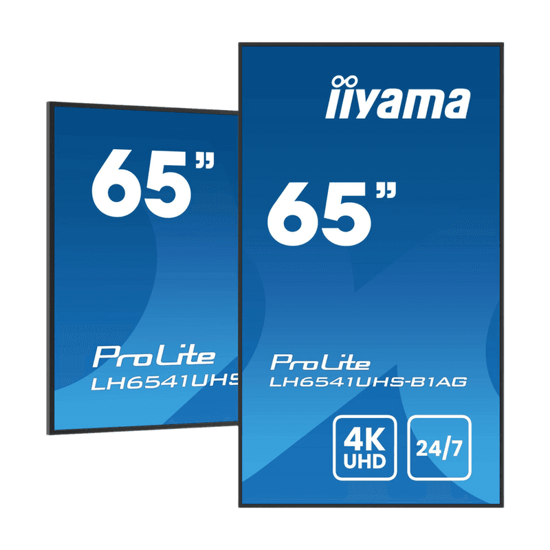 Iiyama LH6541UHS-B1AG professioneel digitaal signage display, 163,8 cm, 4K Ultra HD, 500 cd/m², zwart, 24/7.