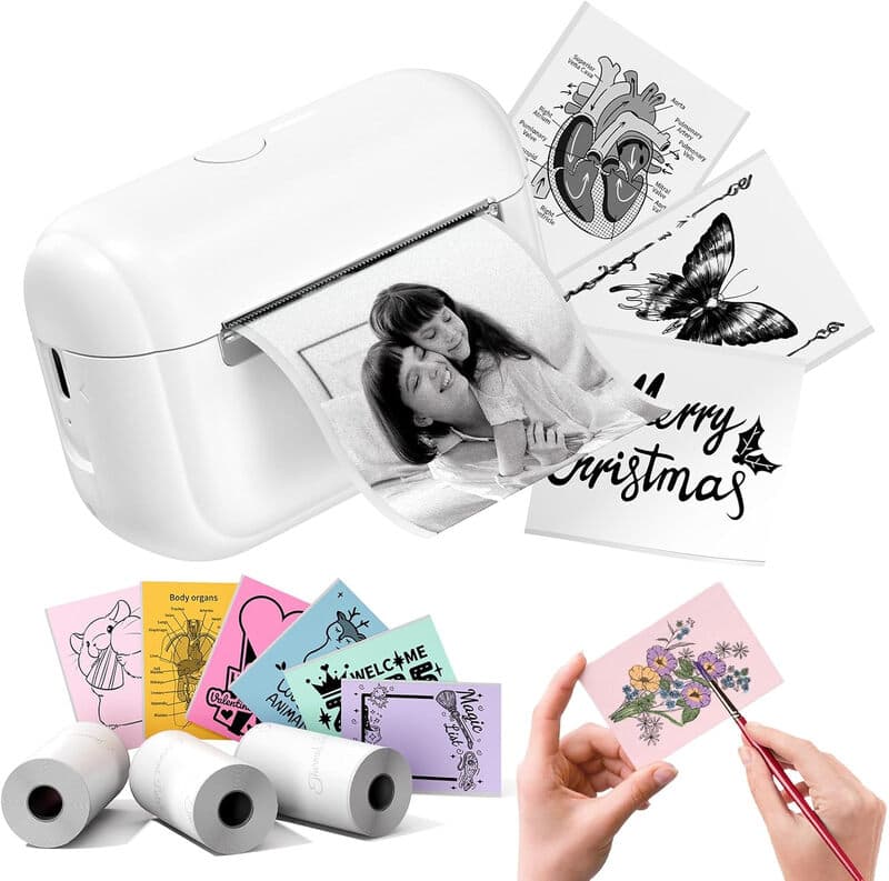 Phomemo Q02E draagbare, zakformaat thermische inktloze stijklabelprinter voor cadeau, DIY - wit - 1 stuk