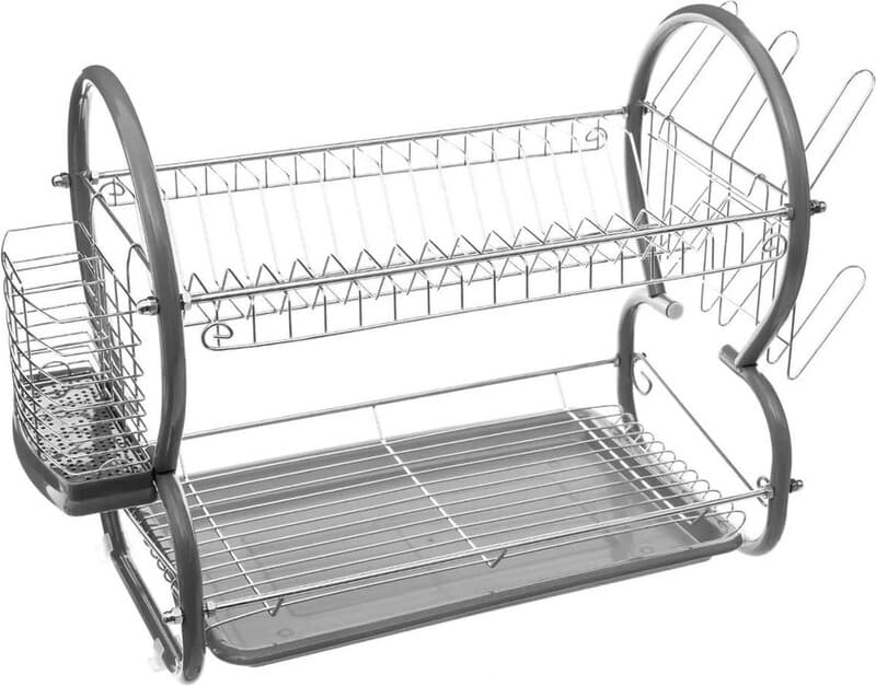 5five Metalen en plastic afwasrek - Grijs, 44 x 24 x 38 cm