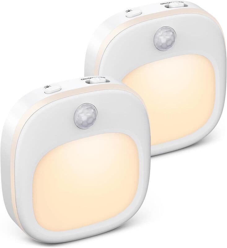2-pack draagbaar nachtlampje met bewegingsdetectie, 5-traps dimbaarheid, 3 kleurtemperaturen, SMD LED, 1 W, 100–240 V, ABS en metaal, voor slaapkamer, hal en toilet
