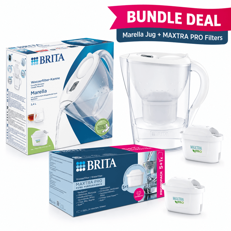 BRITA Marella waterfilterkan (2,4 l) + 7 Maxtra Pro filterpatronen (1 inbegrepen + verpakking van 6)