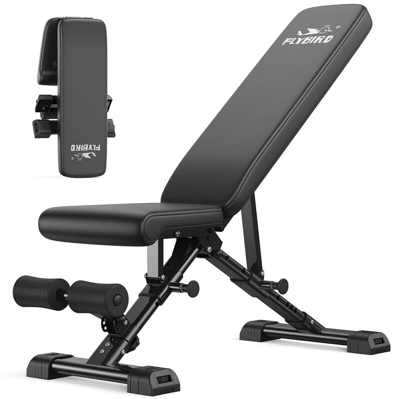 FLYBIRD Multifunctionele Haltersbank, verstelbare professionele trainingsbank met 363 kg draagvermogen voor thuisgym, snelle verstelling, ruimtebesparend opvouwbaar, ASTM-gecertificeerd, 90% vooraf gemonteerd