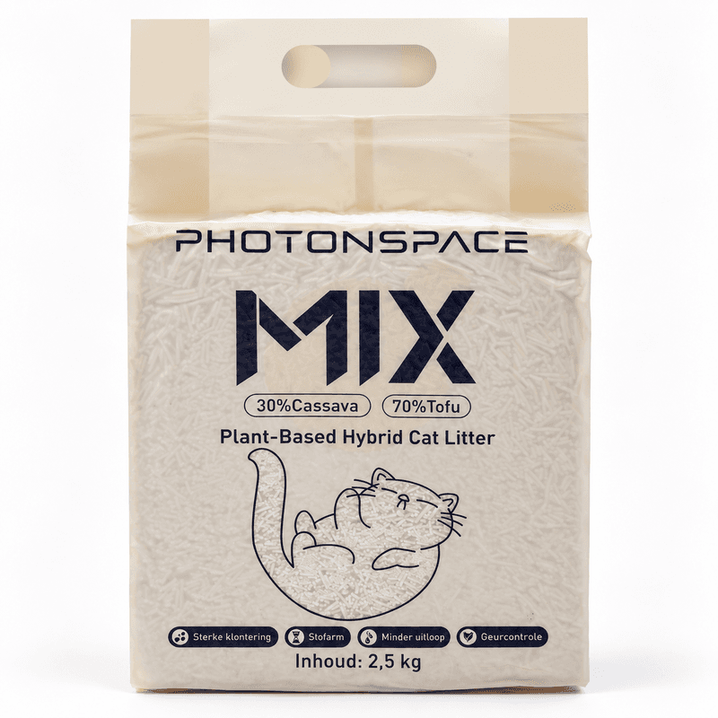 Photonspace - Tofu & Cassave Kattenbakvulling - 6 L - 2,5 kg - Plantaardig - Klontvormend - Minder Verspreiding - Geschikt voor Traditionele en Automatische Kattenbakken