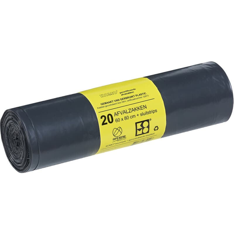 Komo Huisvuilzakken + Sluitstrips 20 Stuks