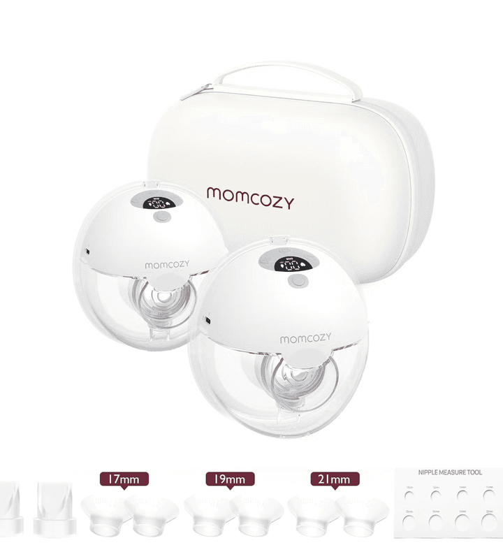 Momcozy M5 Draagbare Elektrische Borstkolf, Handsfree Borstvoedingspomp, Dubbel Afgesloten Flens, 3 Modi 9 Zuigniveaus, 2 Stuks, Voor Moeders