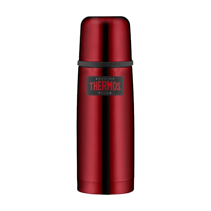 THERMOS Light&Compact Thermosfles, roestvrij staal, rood, 350 ml, isoleerfles met drinkbeker, 4019.248.035, vaatwasmachinebestendig, thermoskan houdt 12 uur warm, 24 uur koud, BPA-vrij