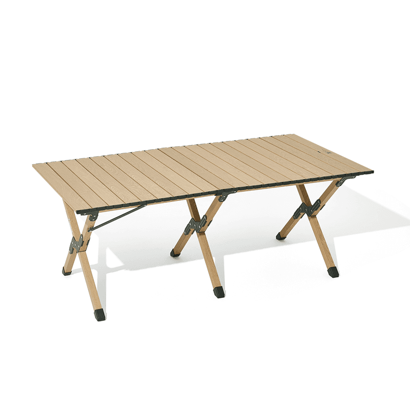 Mobi Garden, Draagbare opvouwbare uitroltafel van aluminiumlegering voor camping en thuisgebruik, natuurlijke houtkleur, groot formaat, meerlaagse versterkte constructie, afneembare opvouwbare structuur voor eenvoudig transport, ultralicht, hoge draagkrac