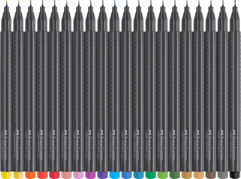 Faber-Castell Grip fineliner set - 0,4 mm, 20 gesorteerde kleuren