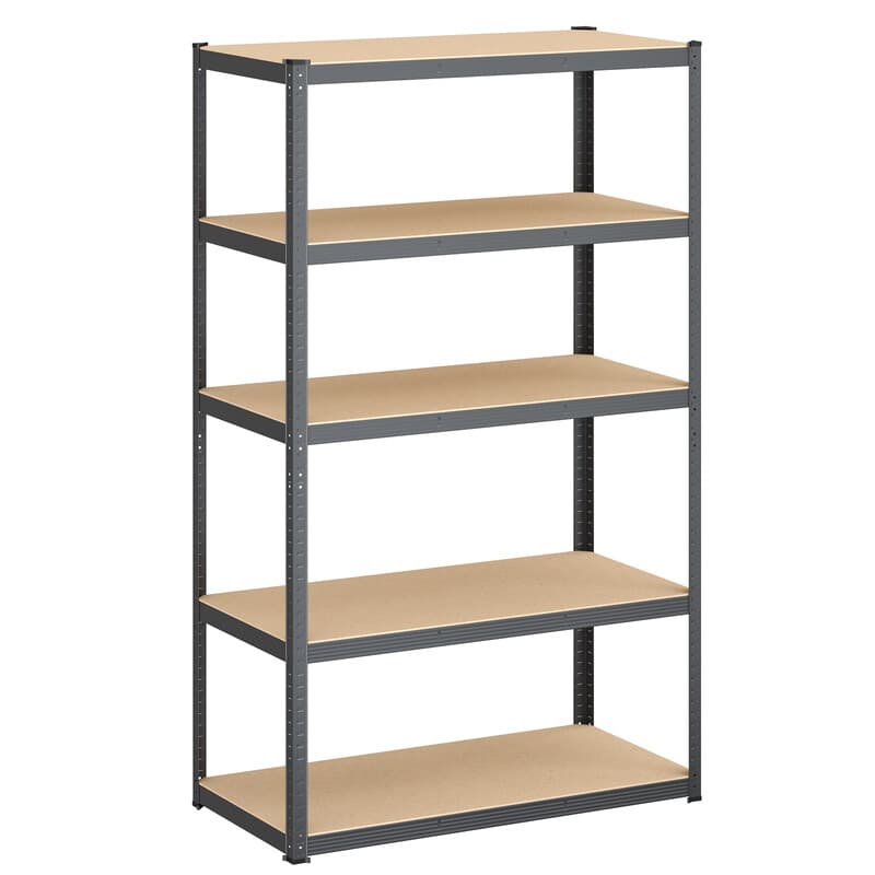 Ochama 5-Laags Stellingkast, Stalen Opbergrek voor Garage of Schuur, Draagvermogen 875 kg, Greige, Zwart