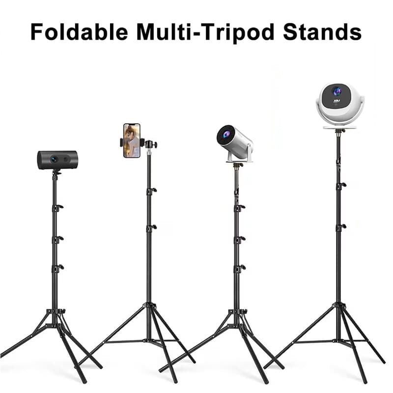 Projectorstandaard 1,6 m omkeerbaar opvouwbaar metalen statief met geïntegreerde telefoonhouder, multifunctionele verstelbare vloersteun compatibel met projector, led-ringlicht, dslr-camera's, mobiele telefoons & actioncamera's, ideaal voor studio-opnames