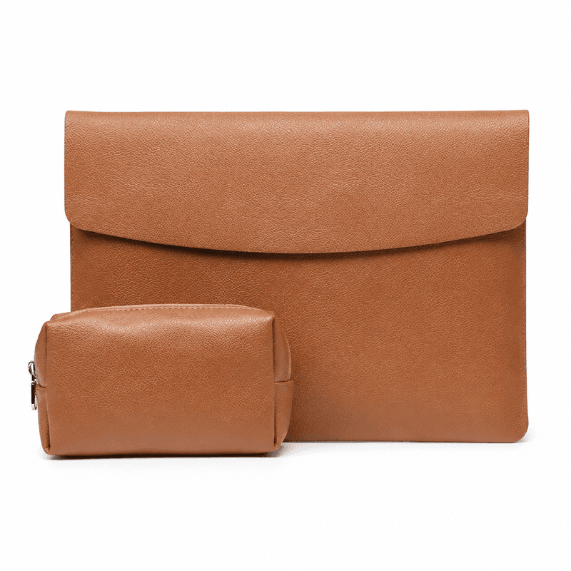 VoxorAI Computertas Bruine 14 inch notebook sleeve tas voor Apple, Asus, Dell, Xiaomi en andere computernotebooks (met muis en opladertas)