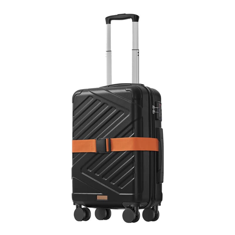 JOYFURNOS 20 inch harde handbagage koffer, zwart ABS uitbreidbare reiskoffer met TSA-slot & zwenkwielen