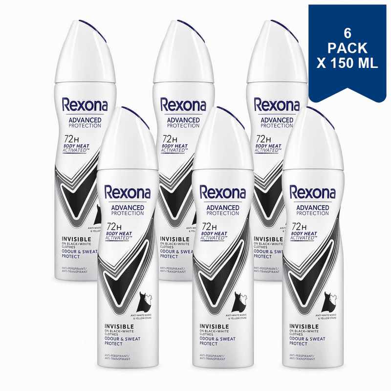 Rexona Deospray Advanced Protection Invisible 150 ml (6-Pack)