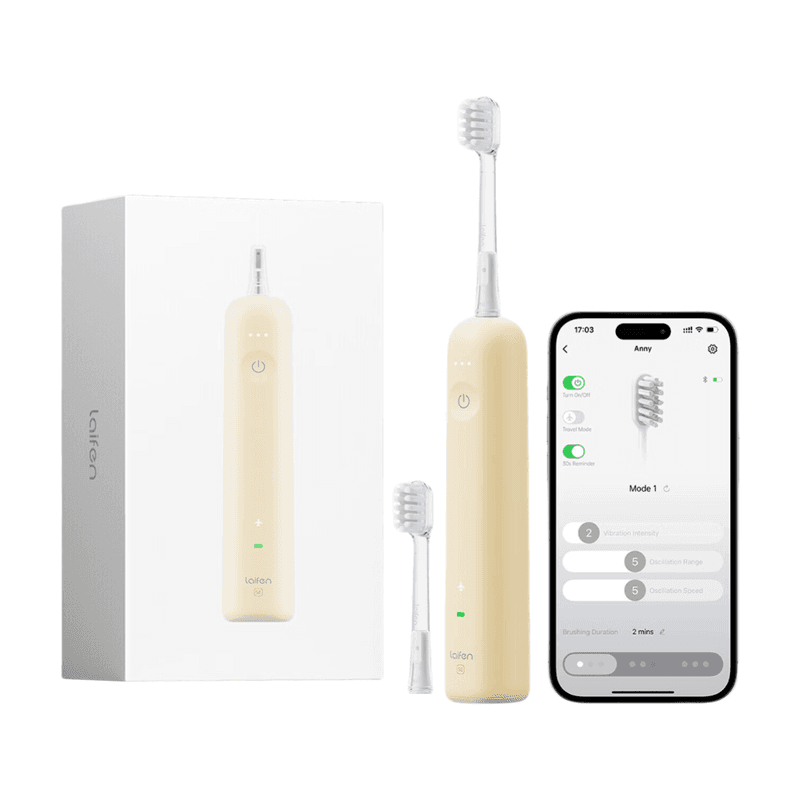Laifen Wave Special Electric Toothbrush, Oscillation&Vibration Sonic Electric Toothbrush for Adults with App, 2 Brush Heads (Yellow)