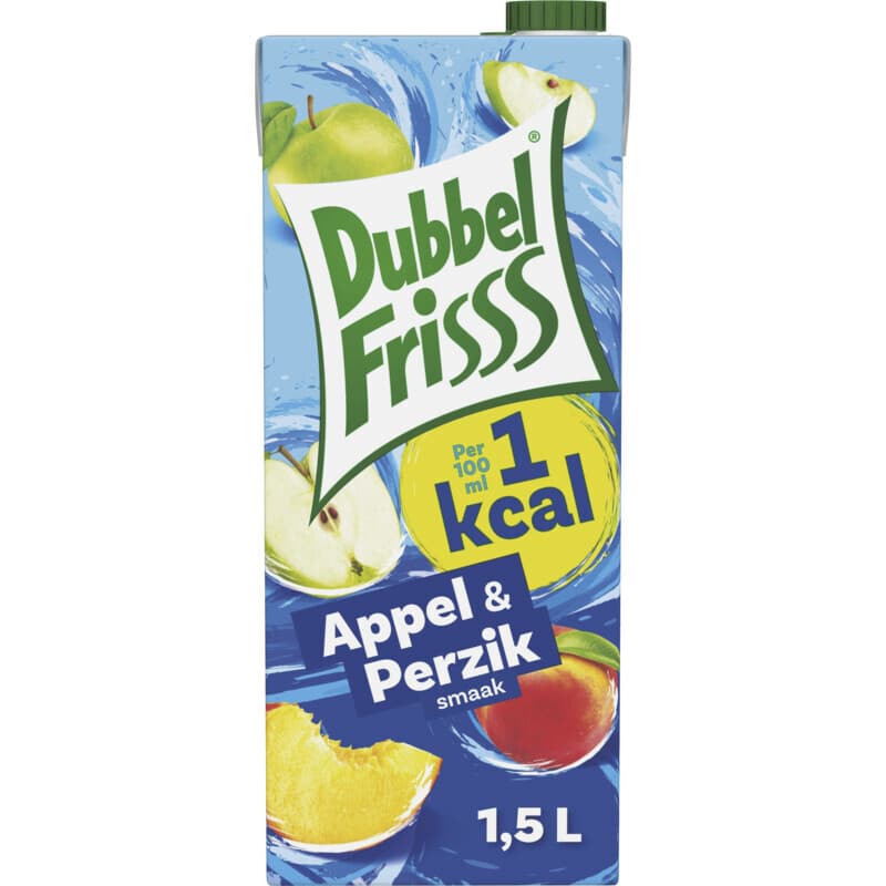 DubbelFrisss Appel Perzik Fruit Frisdrank - 1.5 L