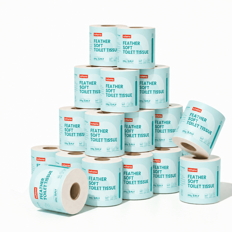 ochama Vederzacht Toiletpapier, 5-Laags, 200 g, 27 Rollen, FSC-gecertificeerd, Dik Toiletpapier met Kern, Familieverpakking