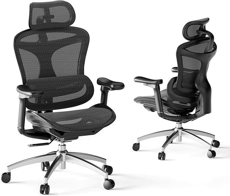 Sihoo Doro C300 ergonomische kantoorstoel met ultra zachte 3D armleuningen, dynamische rugondersteuning voor thuiswerk, verstelbare rugleuning bureaustoel (zwart)