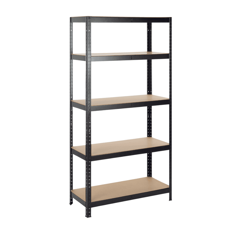 Starcko zwaar opbergrek - zwart - 180 x 90 x 40 cm - 5 planken van MDF - draagvermogen 175 kg per plank