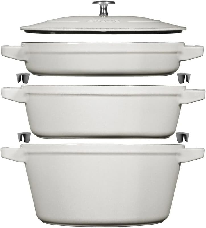 STAUB La Cocotte gietijzeren kookpot set - 3 stuks, 24 cm, witte truffel