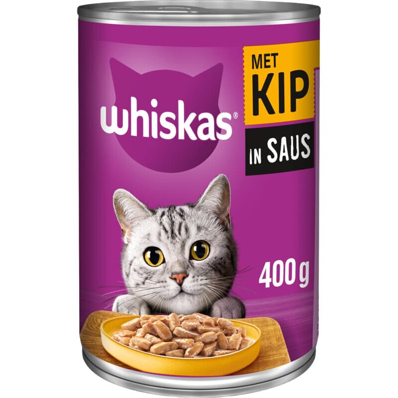 Whiskas kattenvoer nat volwassen kip in saus 400 g