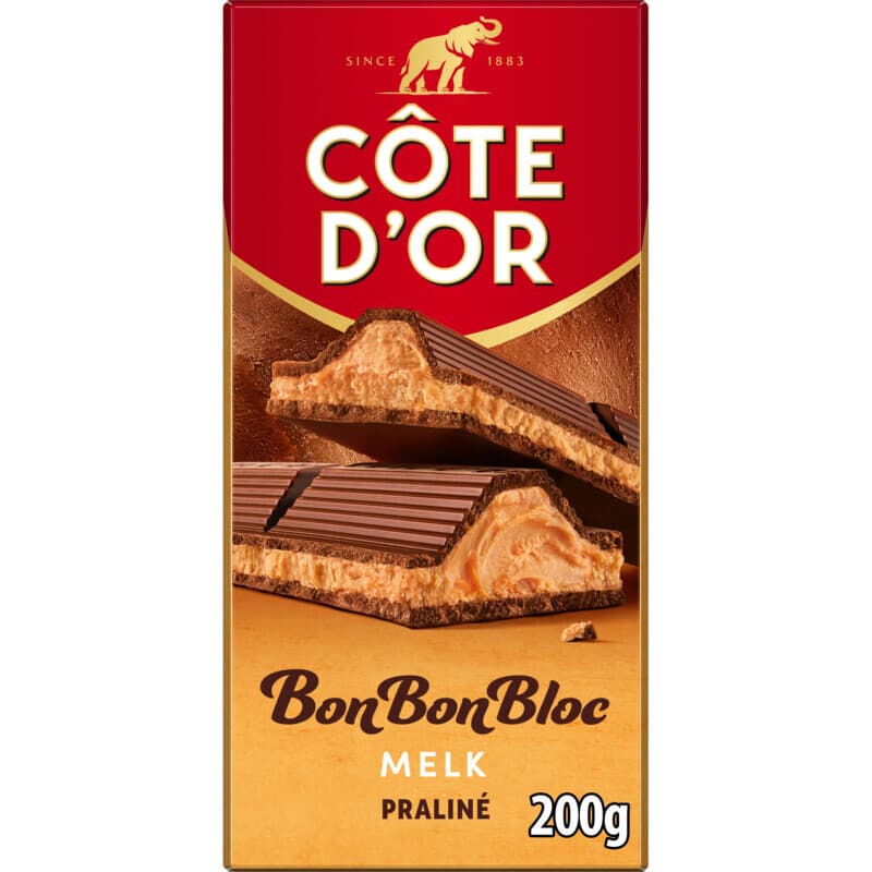Cote D'or Bonbonbloc Chocoladereep Melk Praline - 200 g