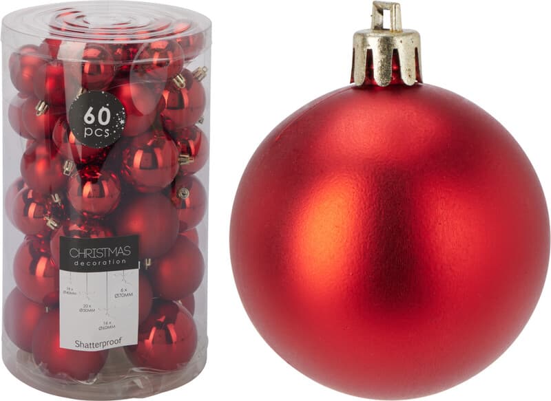 Koopman Rode Kerstballetjes - Set van 60