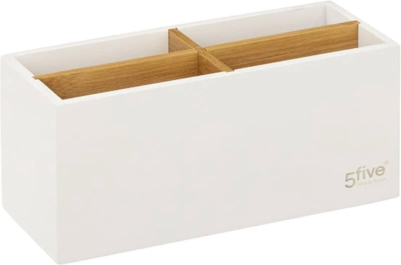 5five Bamboe 4-compartiment Organizer - Wit, 21 x 8 x 9 cm