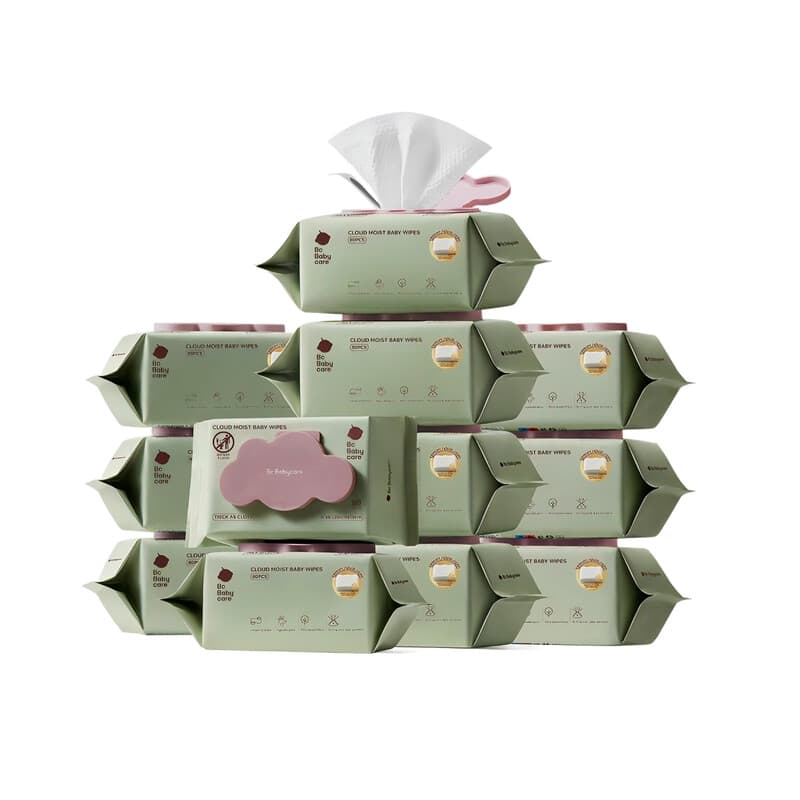 Bc Babycare babydoekjes voor de gevoelige huid, 99% gezuiverd water, ongeparfumeerd, 3x dikker, OEKO-TEX-gecertificeerd, 12 verpakkingen x 80 doekjes, babyverzorgingsessentials