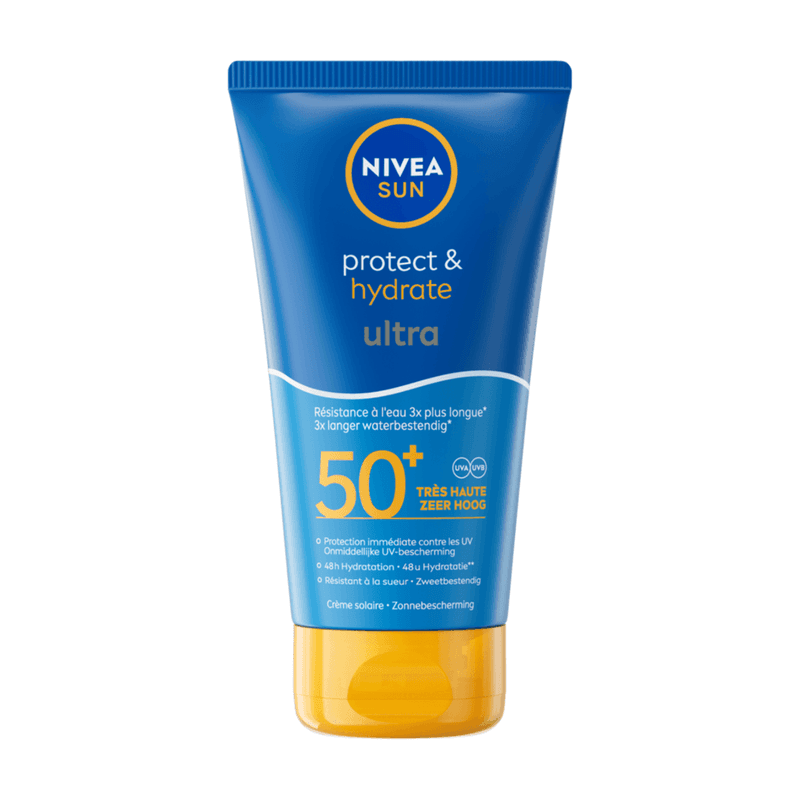 NIVEA SUN Protect & Hydrate Ultra Zonnebrand Crème - SPF 50+ - Zeer waterproof - Zonnecrème - Met Vitamine E - 150 ml