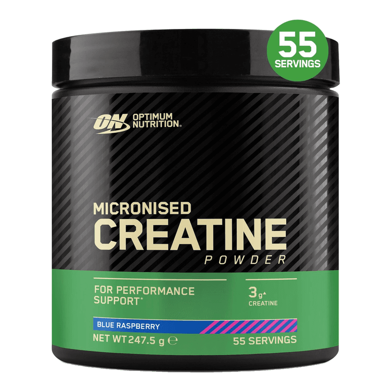 Optimum Nutrition gemicroniseerde creatine poeder, blauwe framboos 247,5 g (55 porties)